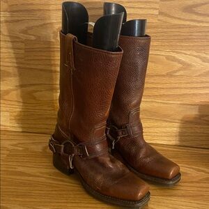 Frye Harness Boots 12R Women’s Size 7.5 M Brown Leather Made in USA Vintage